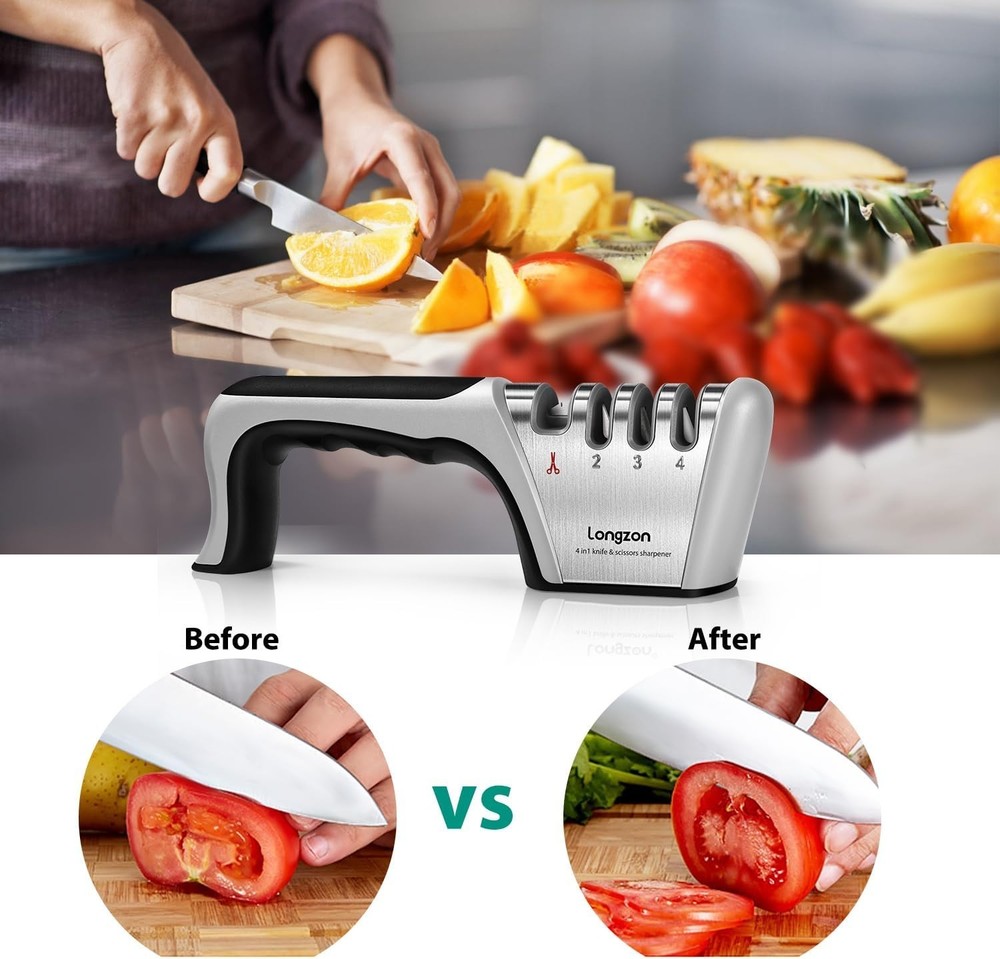 4-Stage Knife Sharpening System + Cut-Resistant Glove