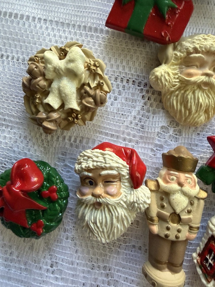Vintage Christmas Button Covers Santa Gingerbread Nutcracker Snowman