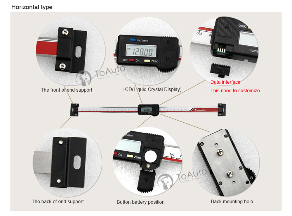 100~600mm Horizontal Linear Scale Digital Readout LCD Display Lathe Bench Ruler