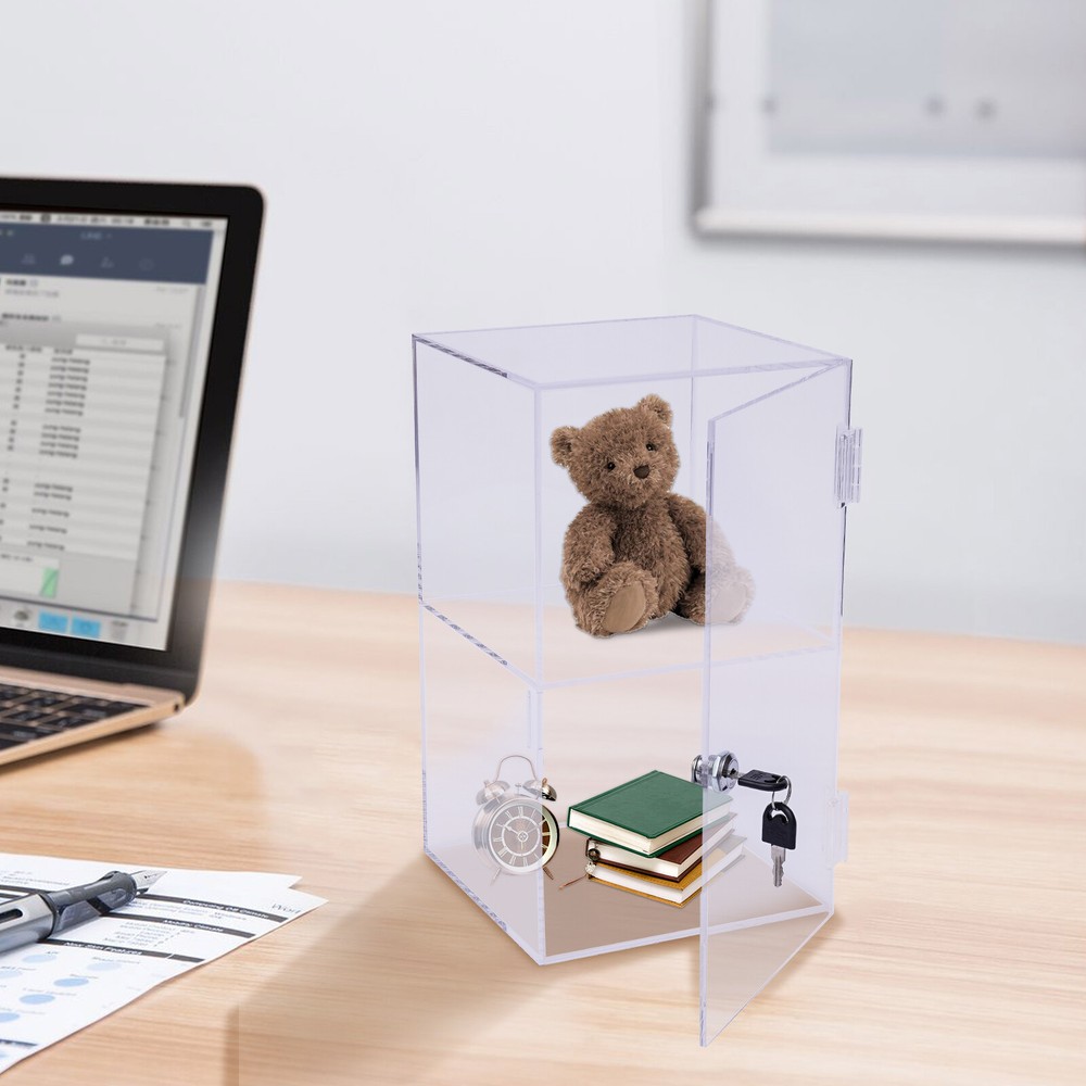 2-layers Transparent Countertop Display Storage Cabinet Acrylic Display Case