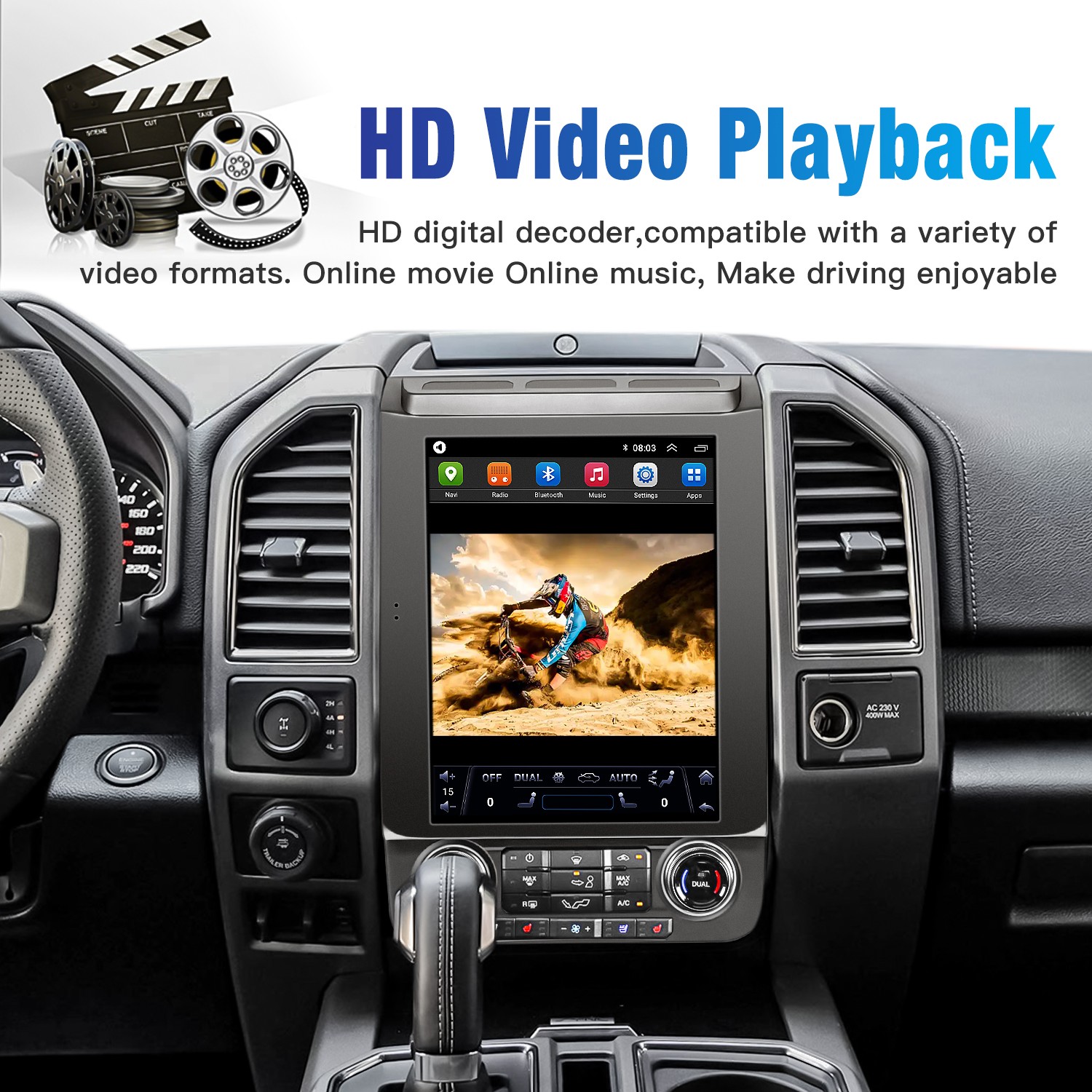 12.1" CarPlay Wireless GPS Navigation HD Display Radio for Ford F-150 2016-2021