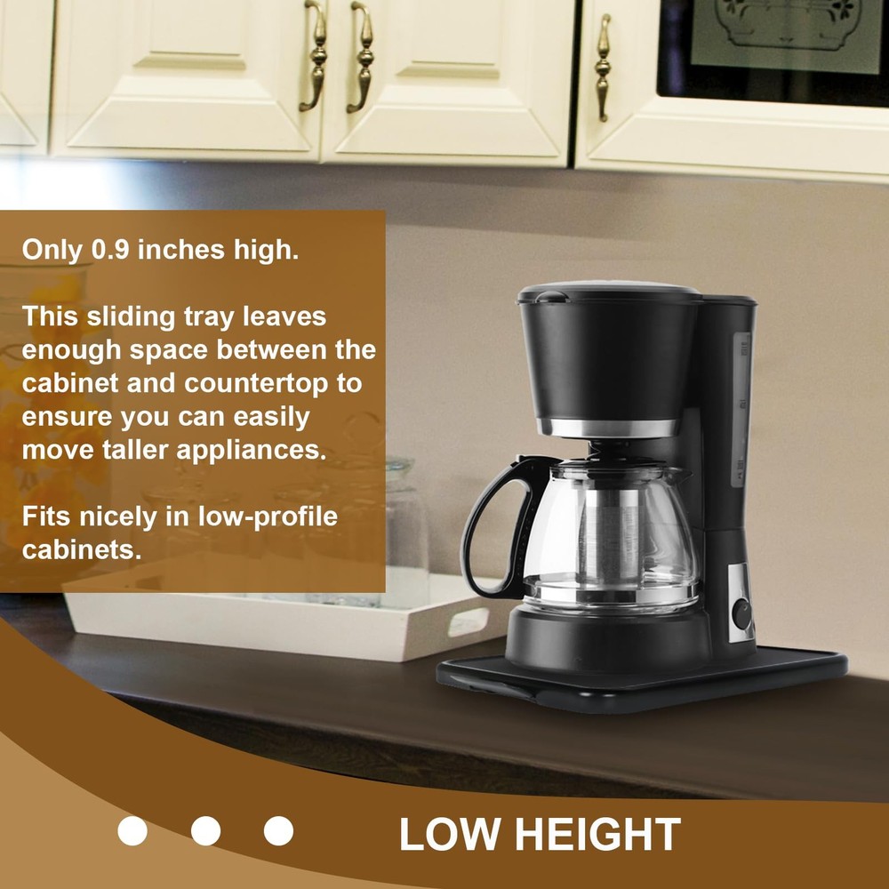Kitchen Appliance Sliding Tray Coffee Maker Caddy with Rolling Deep