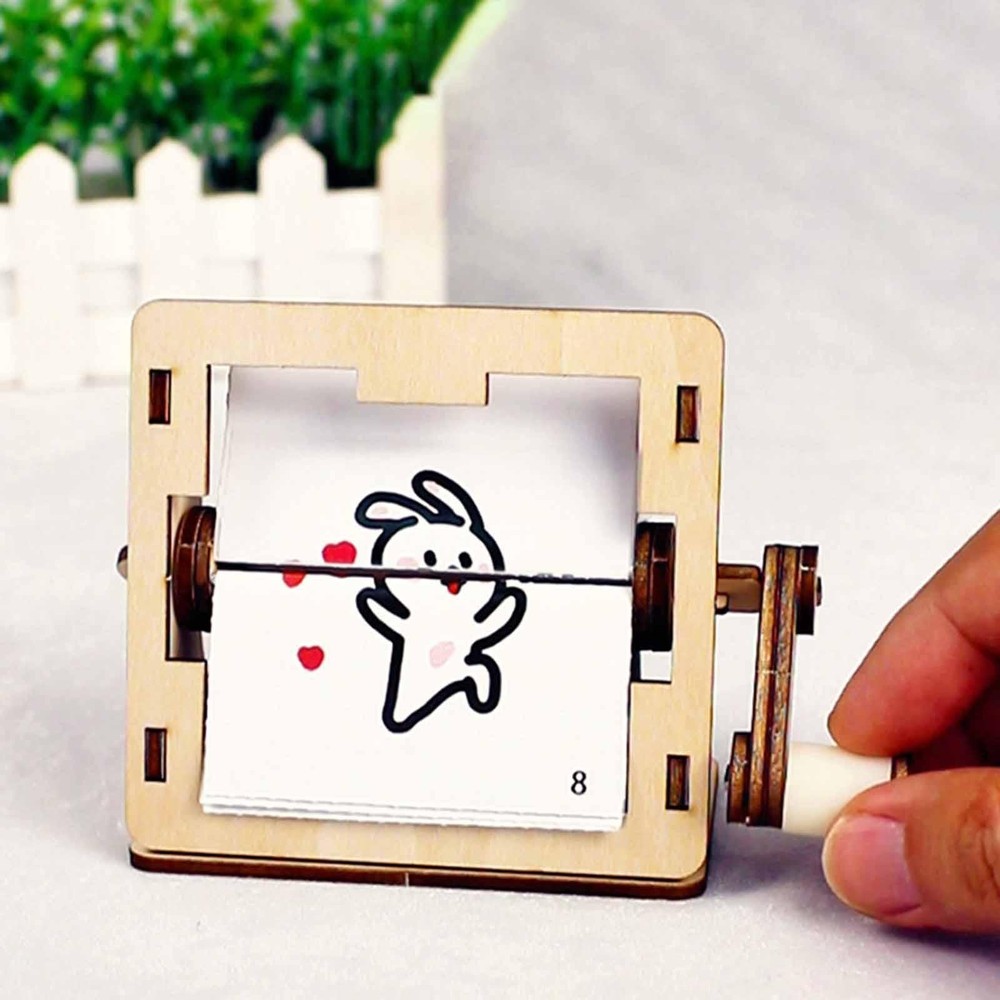 DIY Hand Cranked Animation Machine Model Kit Crafts for Children
