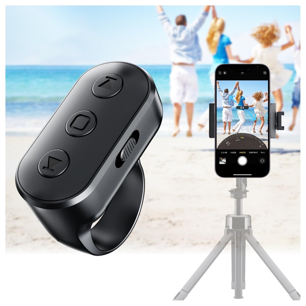 Wireless Bluetooth Camera Remote Shutter for iPhone & Android - Zoom Control, Ha