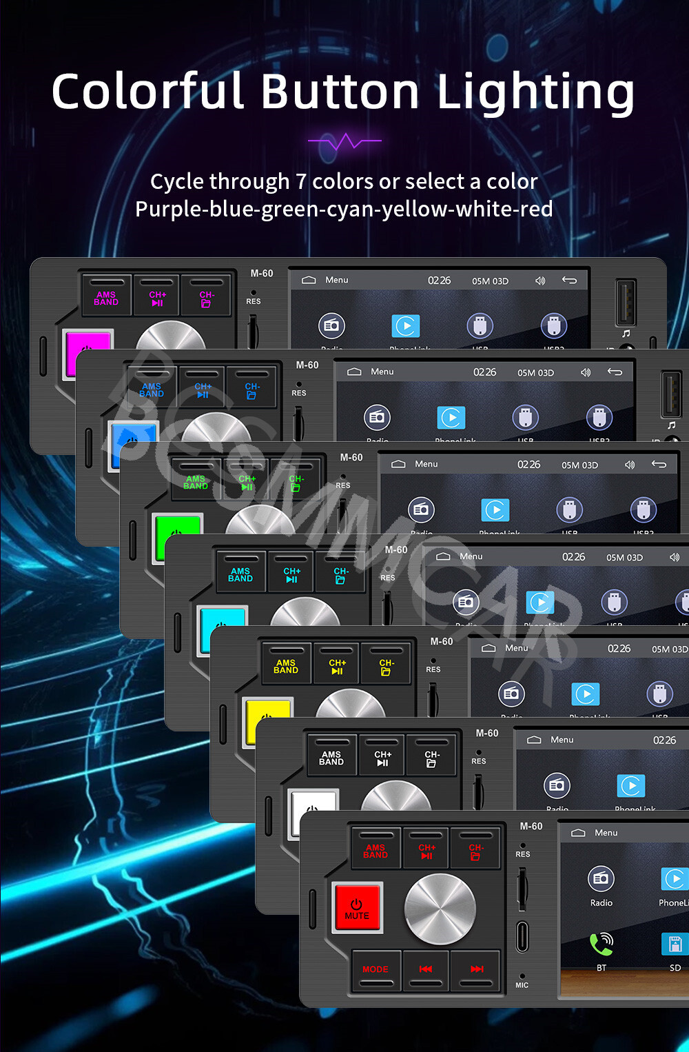 Touch Screen Car Stereo MP5 Player Radio For Apple CarPlay Android Auto BT TF