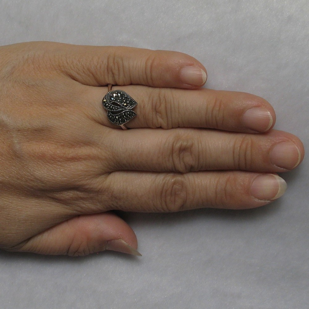 Sterling Silver Double Flame Marcasite Ring