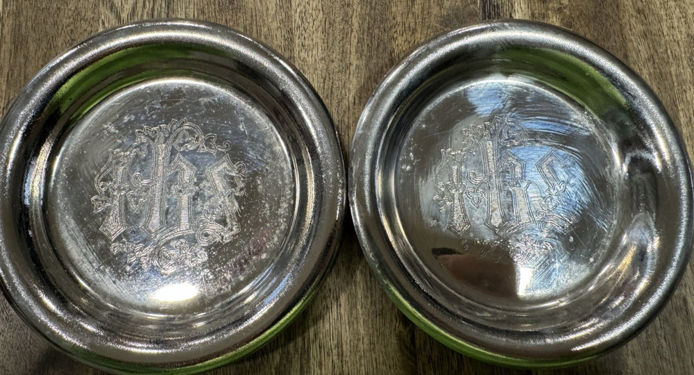 2 Eucharistic Serving Plate Small Silver Plated