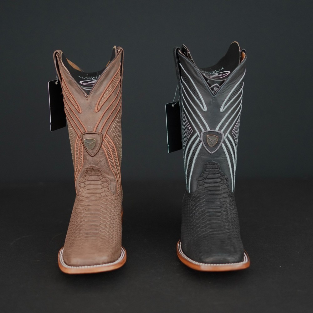 MEN'S RODEO PYTHON PRINT WESTERN RANCH SQUARE TOE PREMIUM QUALITY RANCHO BOTAS