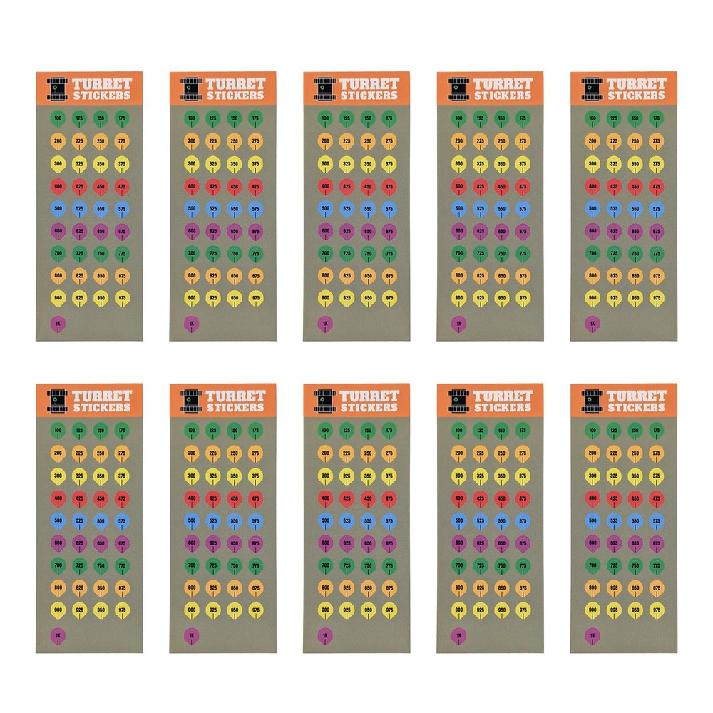 VALUE PLUS 10 Rifle Scope Turret Sticker Sheets- Dope Multi Color