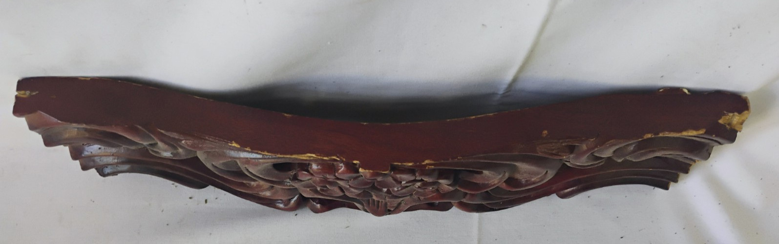 Vintage Pierce Carved Mahogany Crest Crown Pediment 15" wide x 4 1/4" high