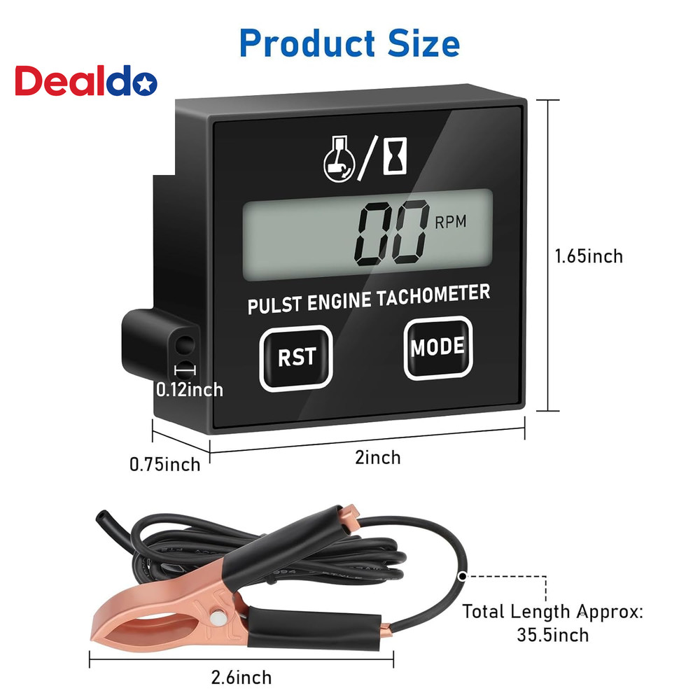 Small Engine Tachometer, Digital Tachometer Tach Gauge Reset Function Equipped w