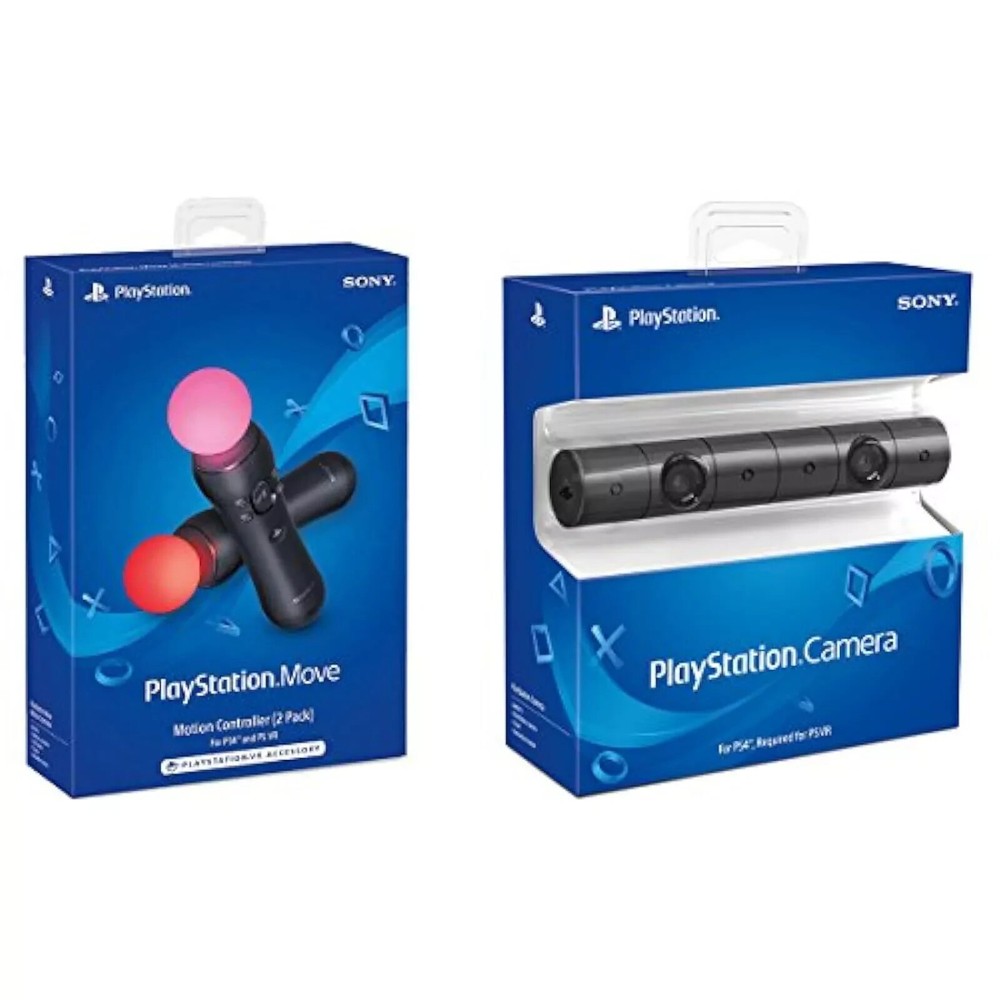 Sony PlayStation VR PSVR Camera & 2 Pack Move Motion Controllers PS4