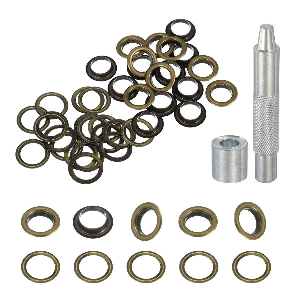 20Set Grommets Eyelets Kit 10mm Copper Eyelets with Setting Tool Bronze