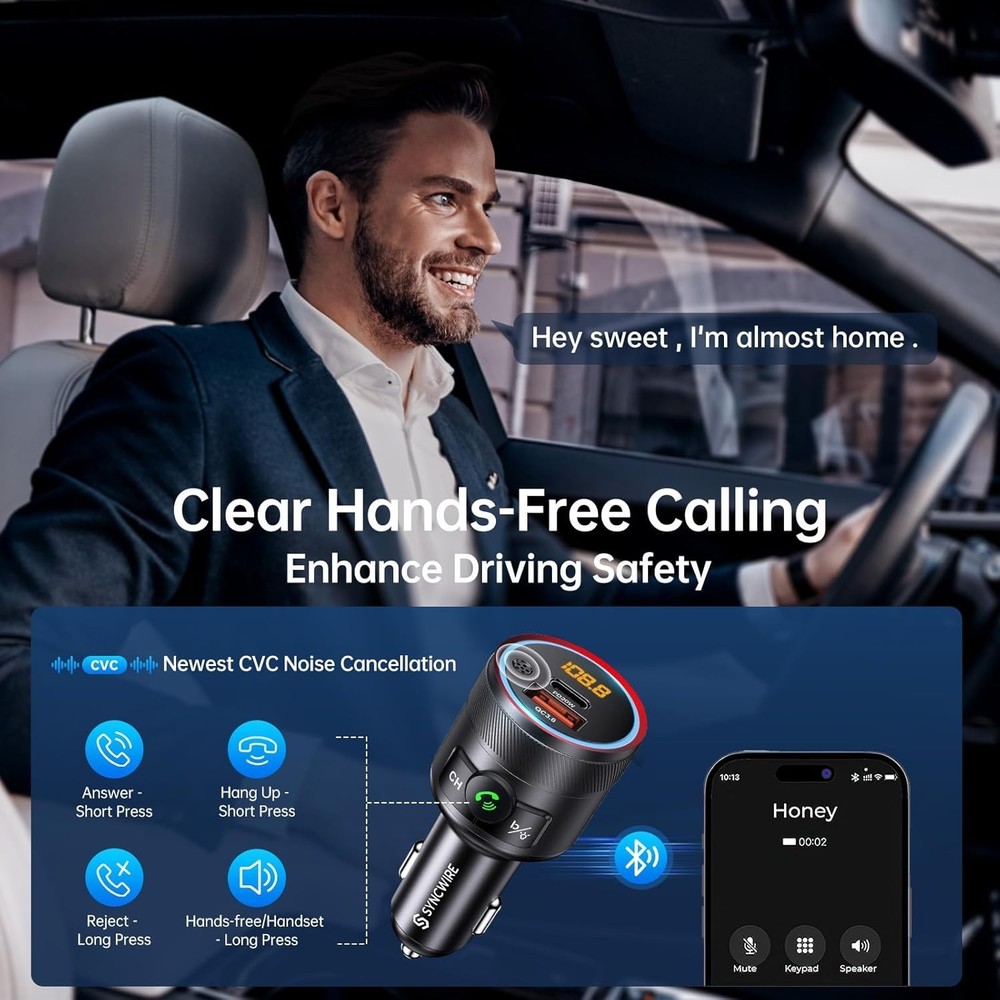 Transmisor FM Bluetooth 5.4 para coche