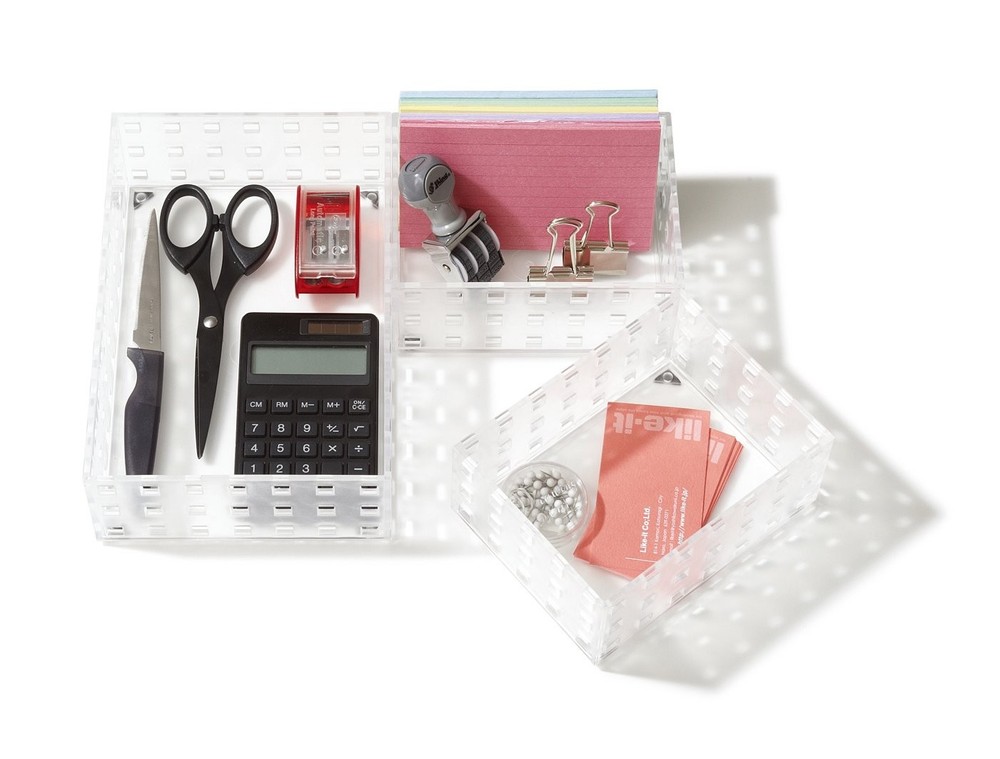 Like-it | Bricks set 90012 | Stackable Bins | Storage Translucent White