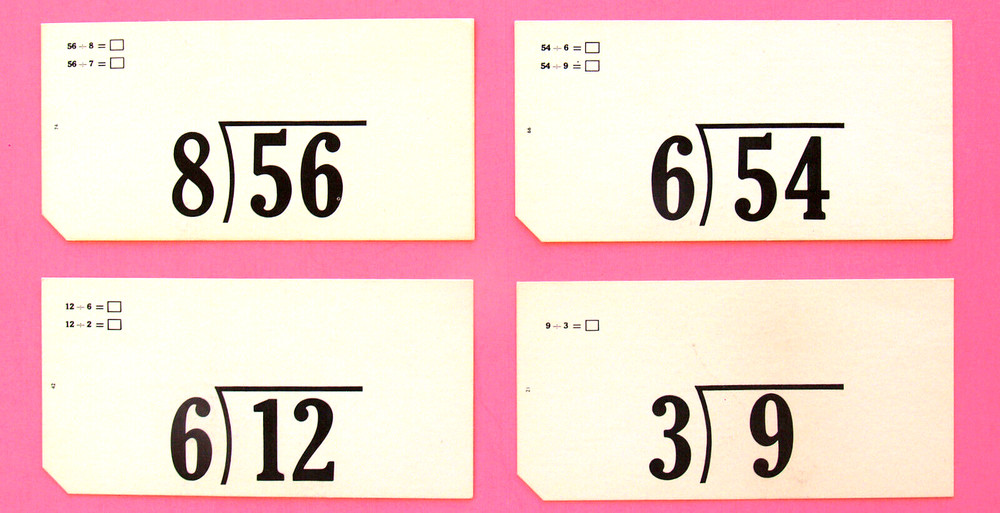 3 MATH FLASH CARDS—SUBTRACT + DIVISION—BASIC FACTS—COLORFUL—STORAGE BOXES