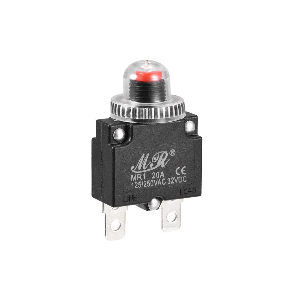 2 x Circuit Overload Protector 20A AC125/250V DC32V Push Button Thermal with Cap