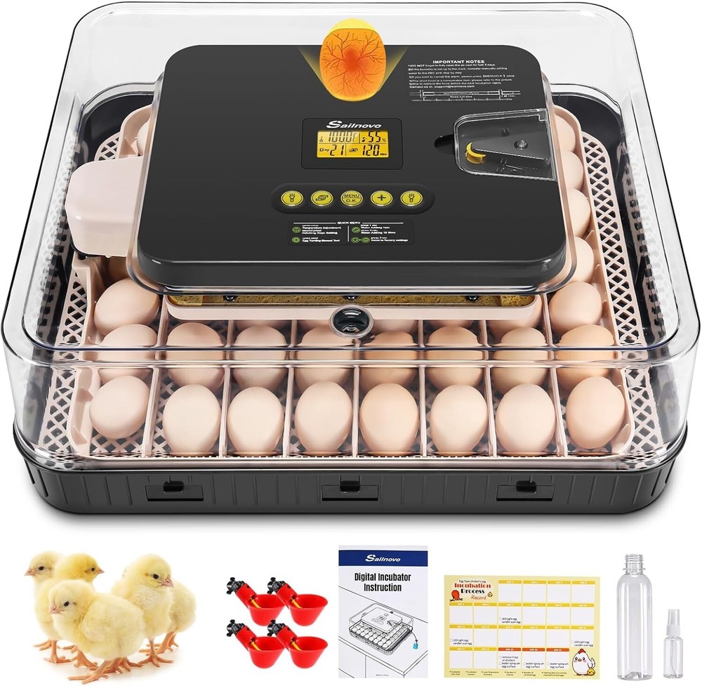 56 Egg Incubator for Hatching Eggs with Automatic Egg Turning & Built-in Candler