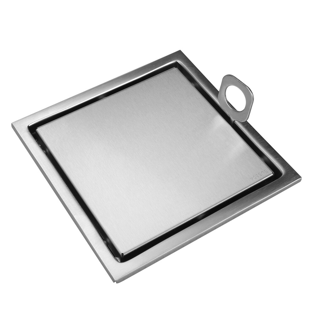 Square Shower Floor Drain 6-Inch Tiled Insert Grate Strainer