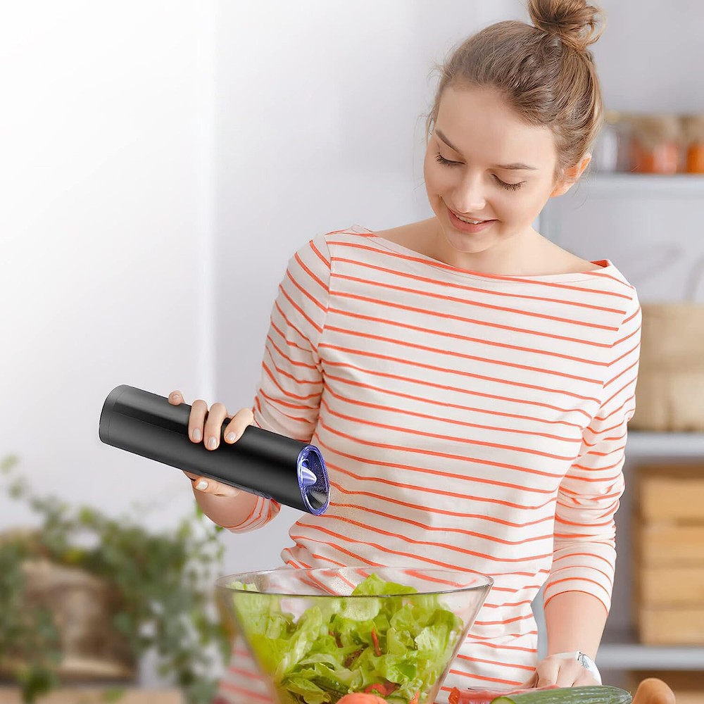 Automatic Gravity Electric Salt Pepper Grinder LED Set Adjustable Coarseness