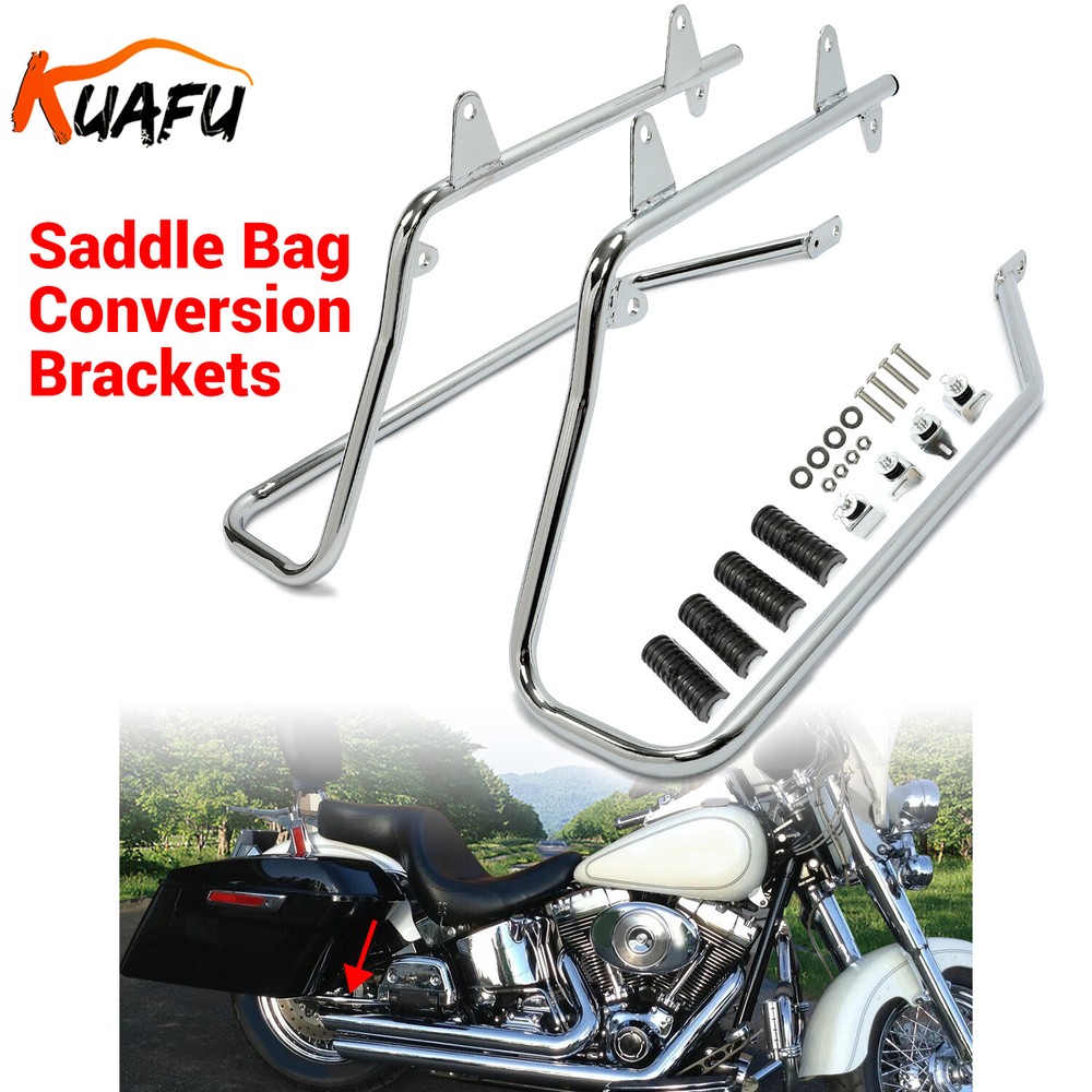 For Harley Heritage Softail 1984-2017 Chrome Saddlebag Conversion Brackets Set