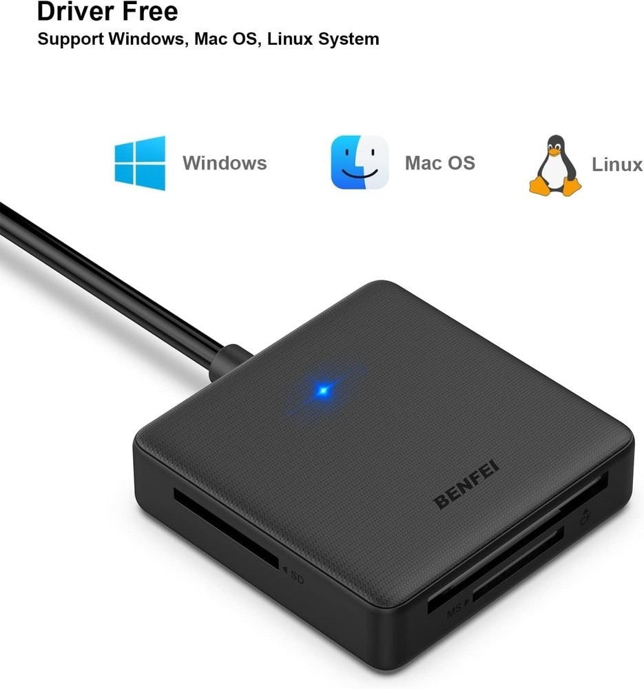 Memory Card Reader, BENFEI 4in1 USB 3.0 USB-C to SD Micro SD MS CF Card Adapter