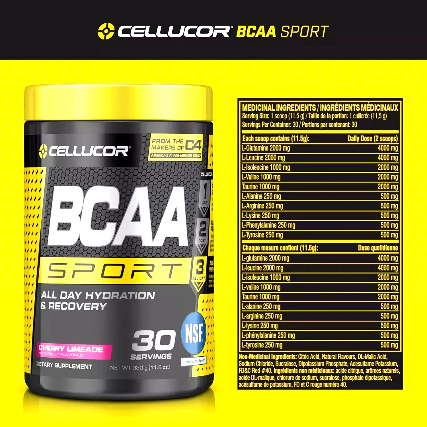Lot of  4 Cellucor BCAA Sport Hydration & Recovery Cherry Limeade Exp 8/2026