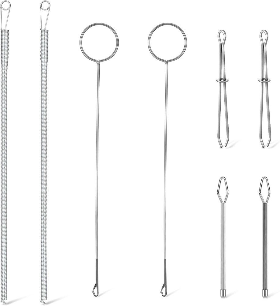 8 PCS Drawstring Threader Tool Set, Metal Drawstring Threader Tweezers Stainless