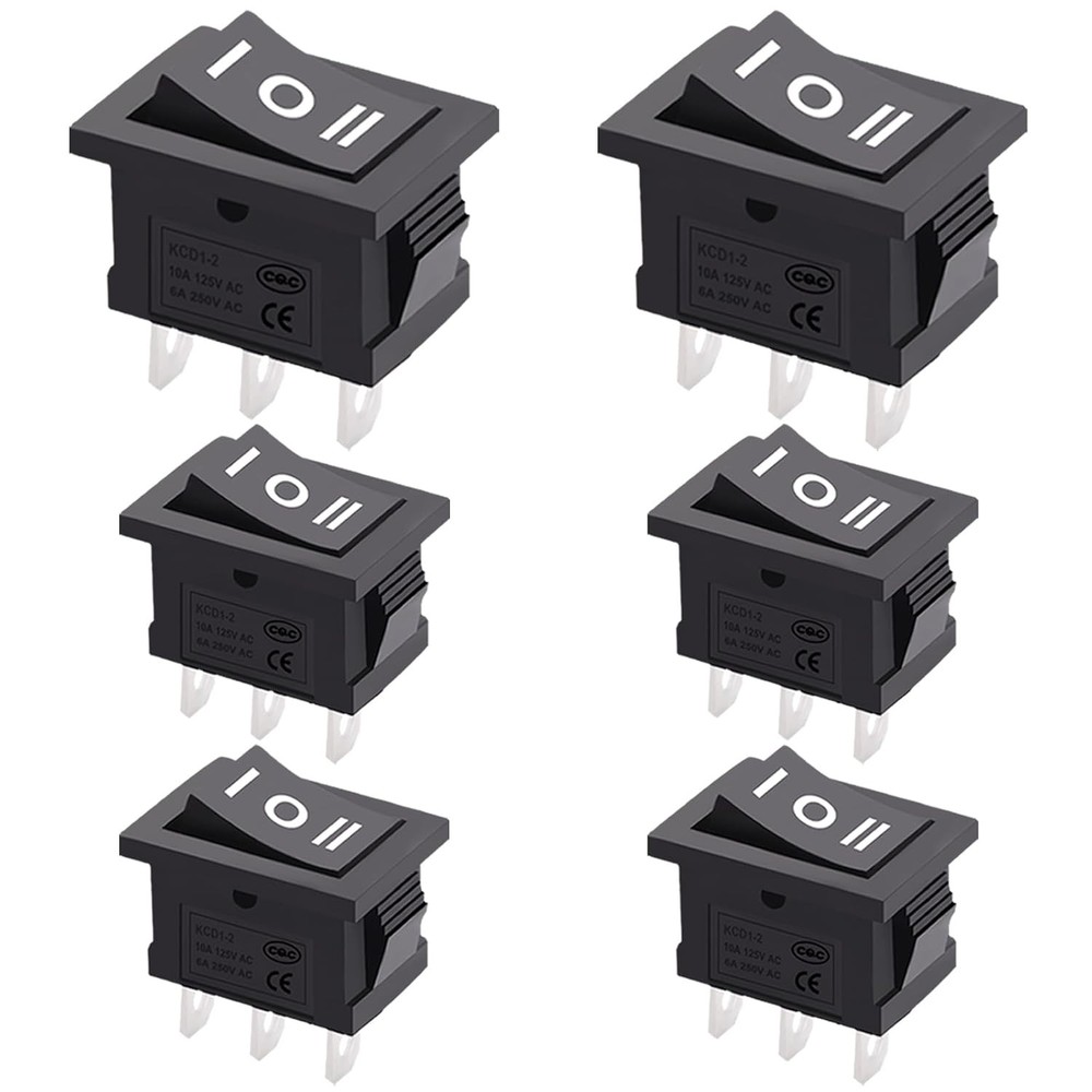 6 Piece 12V Rocker Switch On Off On
