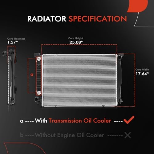 Engine Coolant Radiator Assembly Compatible with Audi S4 2004-2009, Replace#