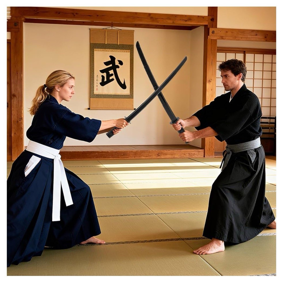 2Pcs 3DPrinted Gravity Retractable Samurai Sword Model Large, Black