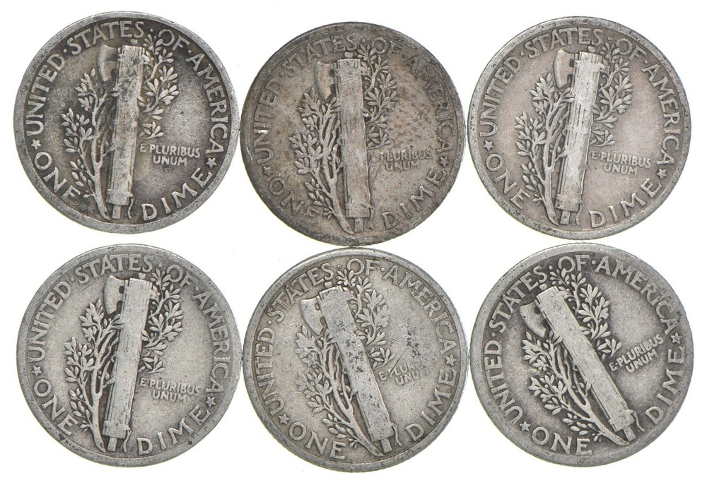 VG+ 1925 Mercury 90% Silver Dime