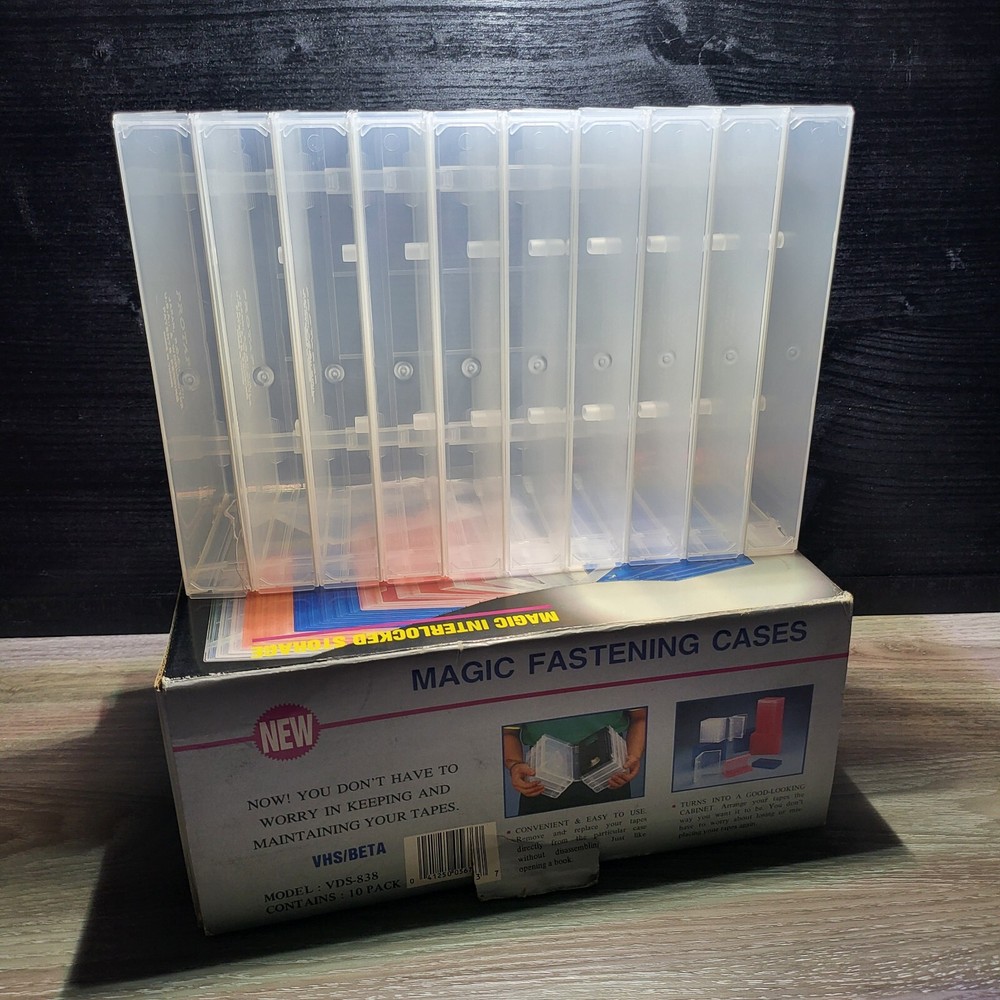 10 VHS CASES - LOCKING DESIGN - IN BOX