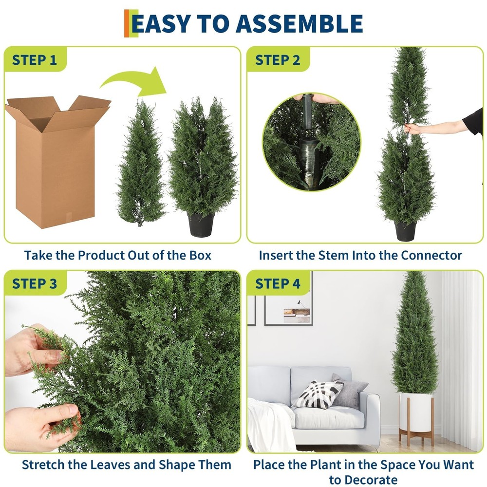 2 Pack 3FT Artificial Cedar Topiary Trees Topiary Trees Christmas tree