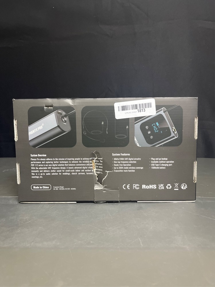 Phenyx Pro Single Digital Wireless Microphone System, w/Mini Receiver, Bodypack