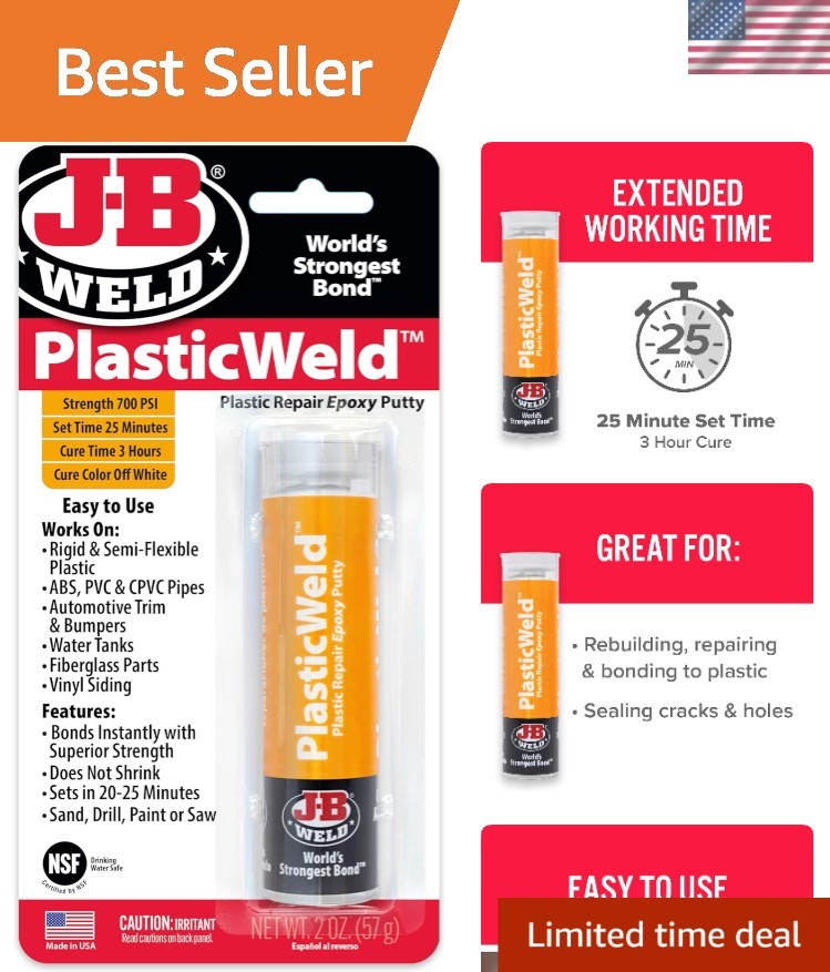 Reliable 2 oz. PlasticWeld Epoxy Putty - High Tensile Strength for Tough Repairs