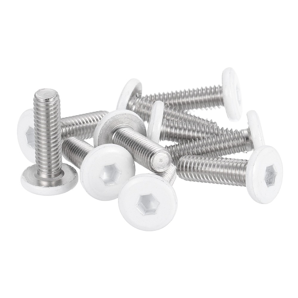 10 Pcs M6-1 x 20mm Button Head Hex Socket Head Screws, White