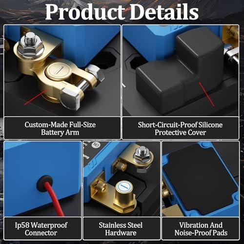 Remote Battery Disconnect Switch 12V, 240A, Kill Switch for Car Prevent Black