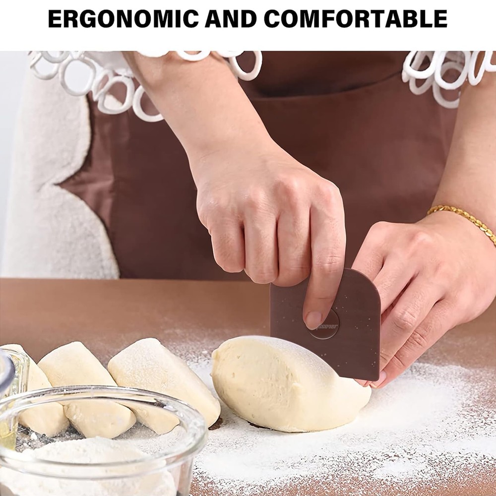 Pan Scraper, 5 Pcs Pot Scraper Plastic, Non Scratch 5 Pcs, Brown