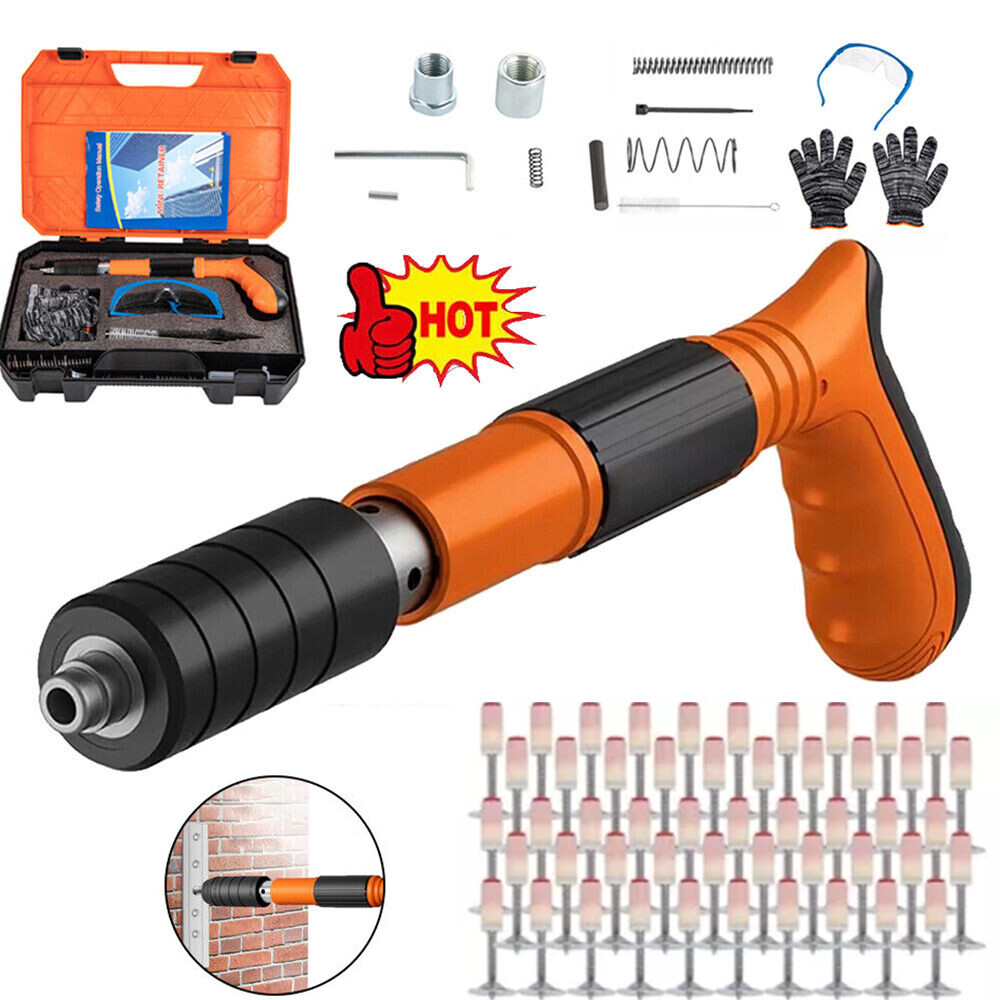 Concrete Nail Gun Kit 50 Pcs Nails Manual Steel Nail Gun Wall Fastening Tool Set