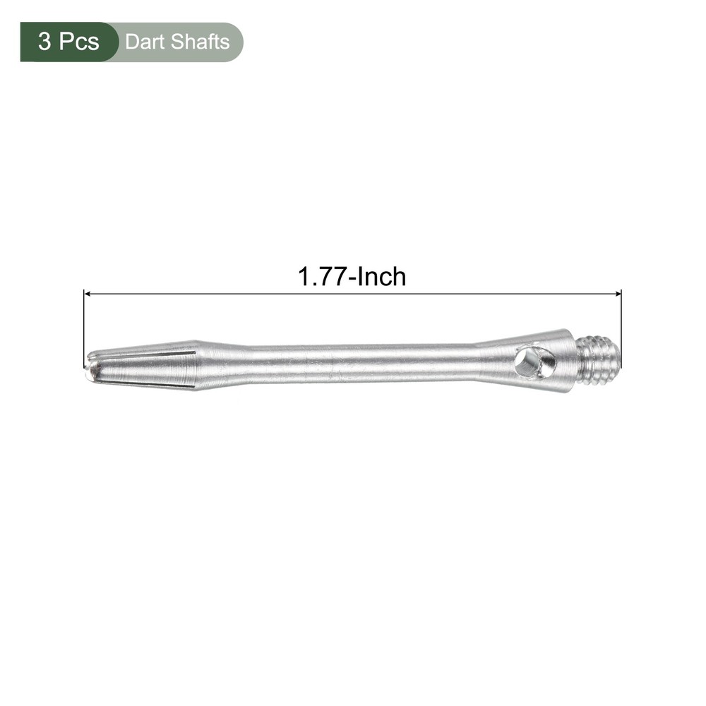 3Pc Dart Shaft,Aluminum Medium 2BA Thread Dart Stem Replacement Silver Tone,45mm