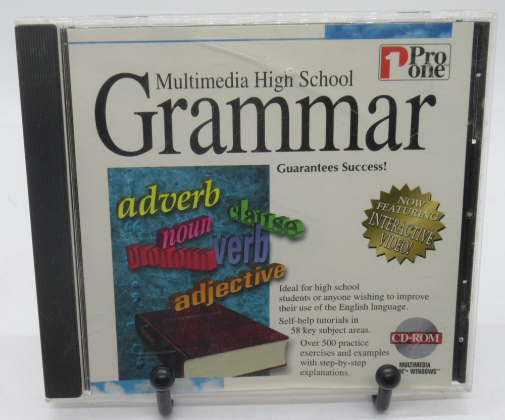 PRO ONE - MULTIMEDIA HIGH SCHOOL GRAMMAR PC CD-ROM SOFTWARE, WINDOWS 3.1, LEARN