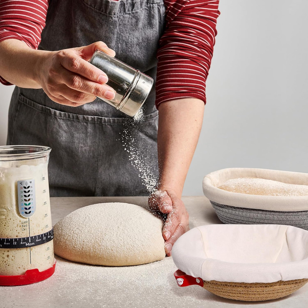 Cotton Rope Banneton Bread Proofing Basket Set, Oval & round Bread Baskets with