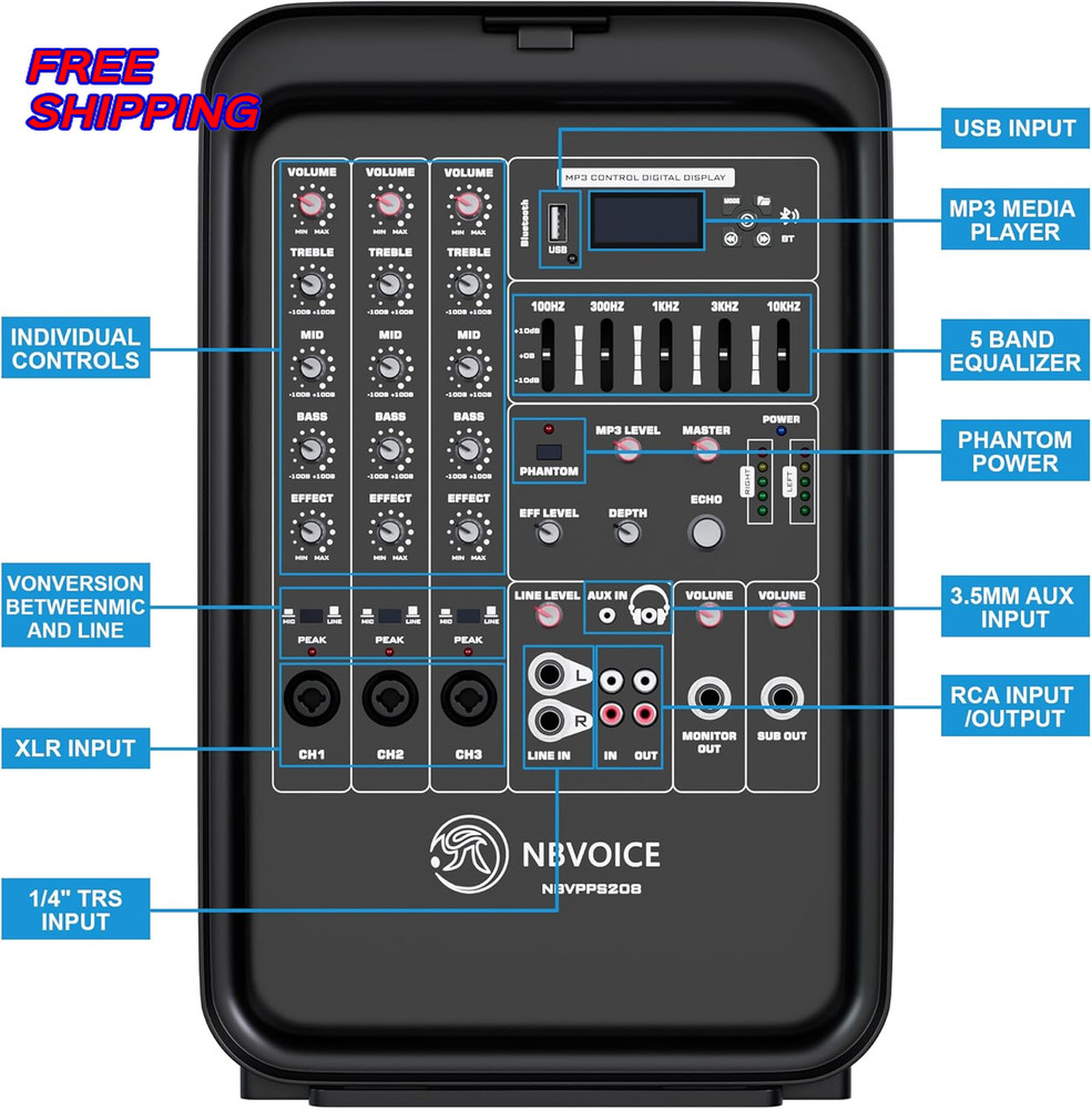 Professional Portable All in One Integrated 2Way PA System Fixed Setup Suitcase