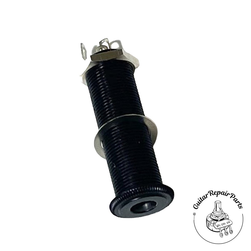 Switchcraft Long Threaded 1/4" Stereo 3 Conductor Panel Mount Barrel Jack Black