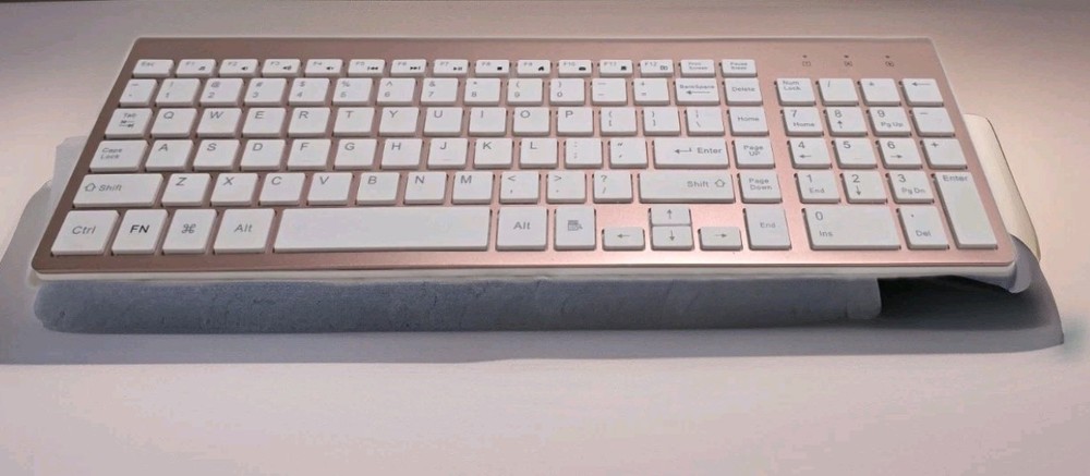 FENIFOX Wireless Bluetooth Keyboard – Full Size – Rose Gold – Keyboard Untested