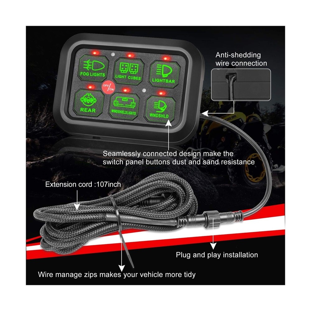 6 Gang Switch Panel, Auto Power Plus Automatic Dimmable Switch Pod Panel Circ...