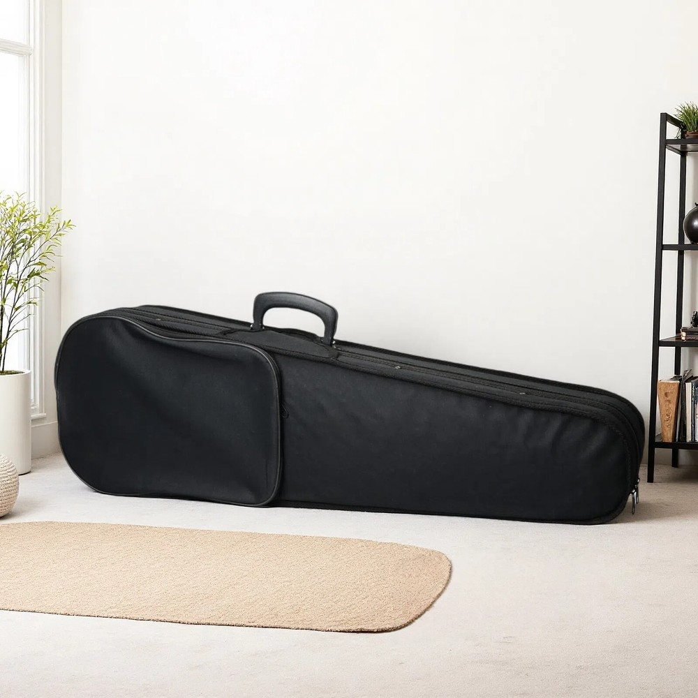 Black Violin Case - 4/4, Beige Interior, Triangle & Durable Cloth Fluff