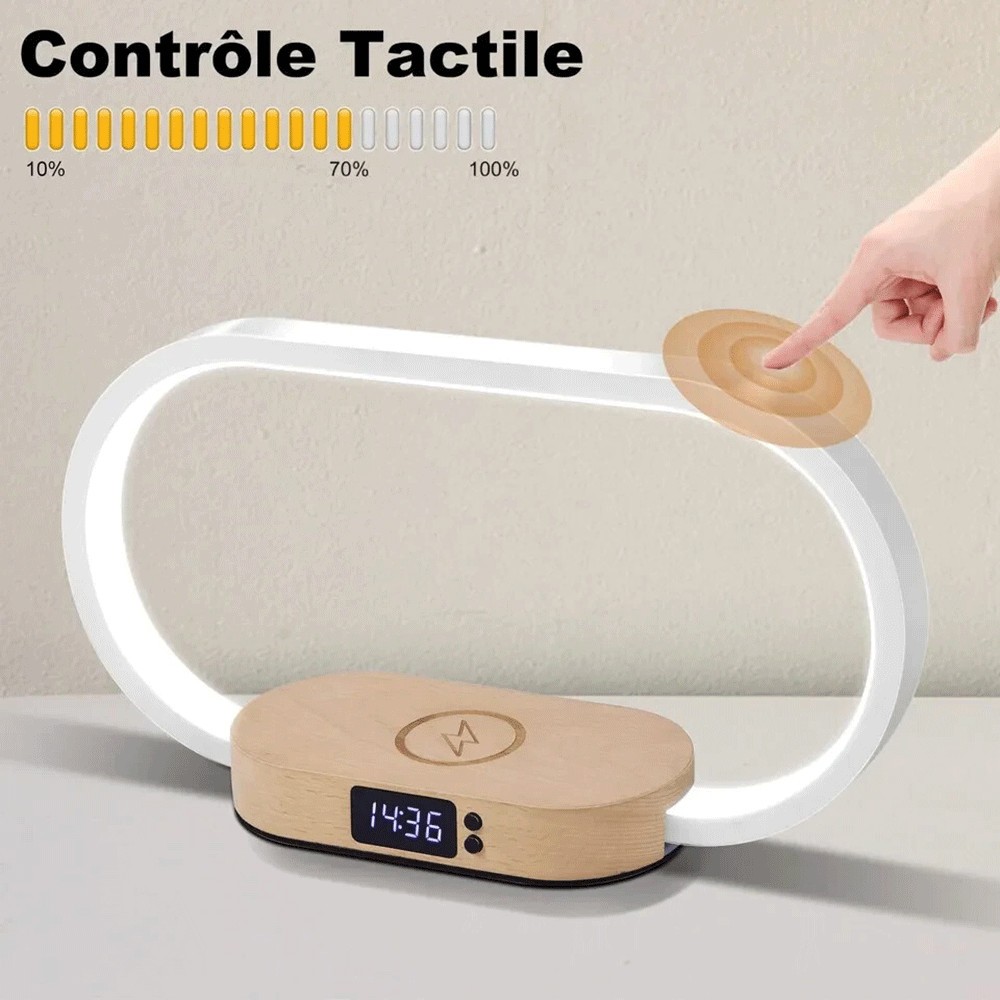 1PCS Rechargeable Bedside Lamp with Clock Touch Dimmable, 3 Color Temperatures