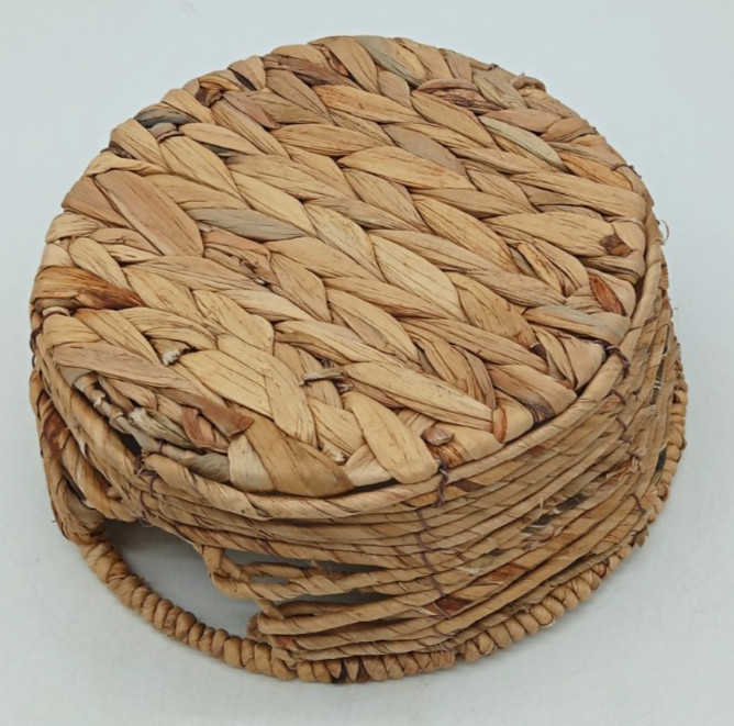 Round Water Hyacinth Woven Decorative Storage Basket 10"